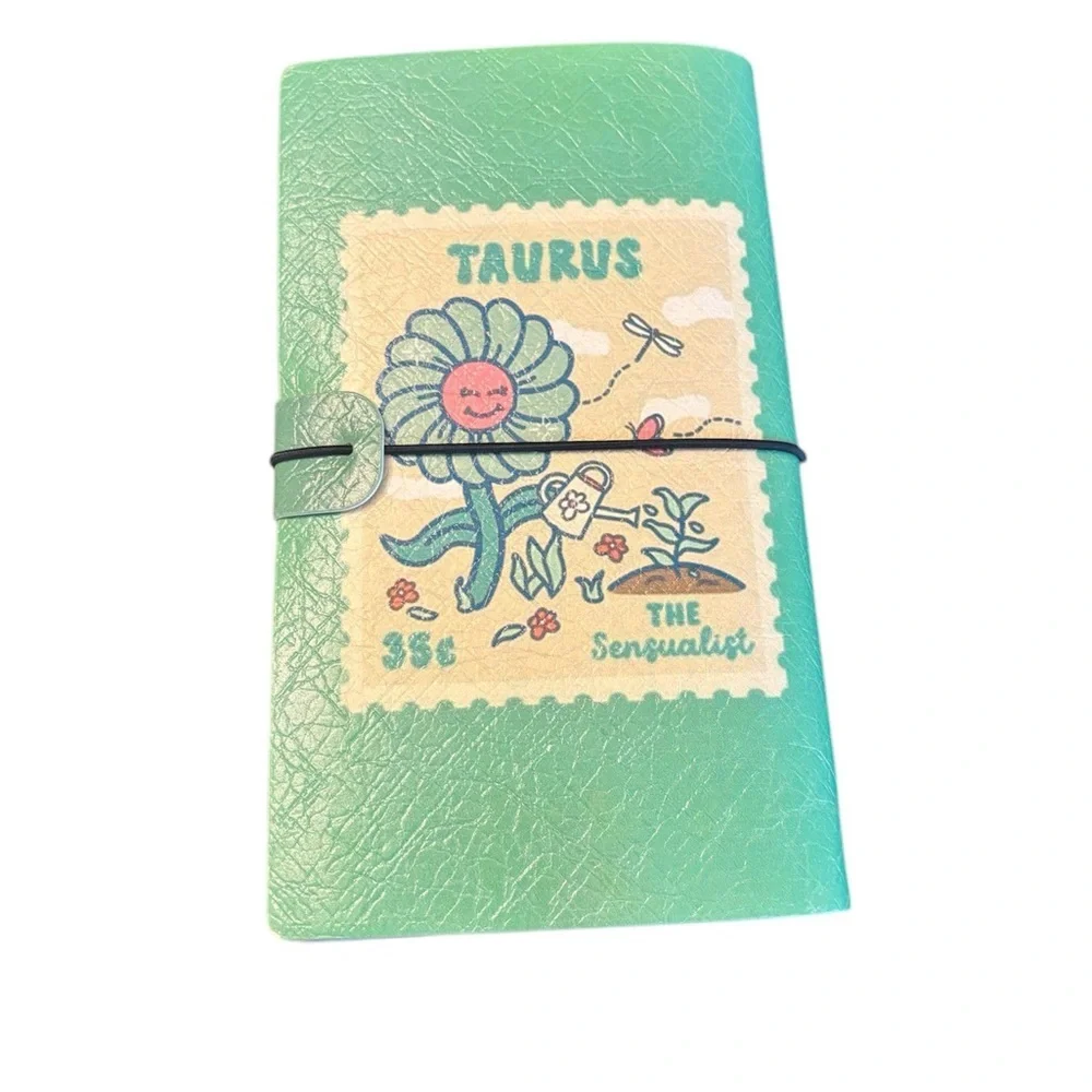 Travelers Notebook Journal Refillable Faux Leather A3 Zodiac Taurus Green